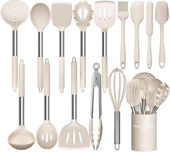 Stainless Steel Kitchen Cooking Utensil Set, Umite Chef 15 pcs Utensils - Nonstick Cookware Set Spatula -Kitchen Gadgets Tools Gift