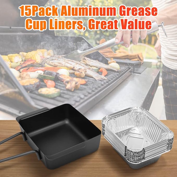 Grease Drip Pan for Nexgrill 720-0830H 720-0888N with 15 Liners | Includes drip pan holder & 15 aluminum foil liners; fits Nexgrill 720-0896 720-0898 720-0925P 720-0882A grease box