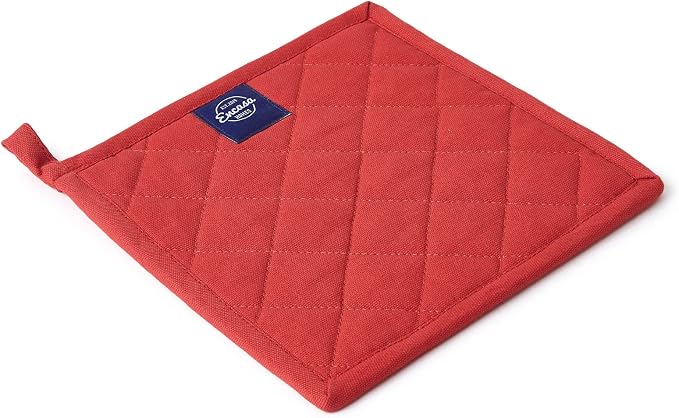 Encasa XO Pot Holders, Quilted Kitchen Hot Pads 8"x8" | Mango, 100% Cotton | Heat Resistant | Hanging Loop | Multipurpose Trivets | Machine Washable | Set of 2