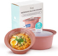 27oz Platinum Silicone Microwave Steamer Pot with Handle & Lid - Korean 100% Food-Grade Steamer Bowl, Heat-Resistant Cooker with Steam Holes, Easy Clean, Dishwasher Safe, Dry Rose