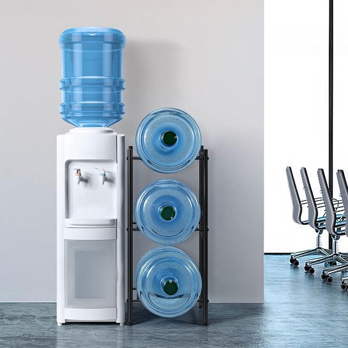 MOOACE 3-Tier Water Jug Rack, 5 Gallon Detachable Water Bottle Holder Organizer Storage Rack, Black