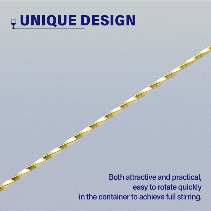 Bar Spoon Cocktail Mixing Stirrers, 2Pcs, 12” with Round Base, Gold | 18/8 Stainless Steel, Long Handle, Flat Base for Tabletop Standing, Stirrer & Muddler for Coffee & Drinks