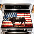 American Flag Black Bull Western Stove Top Cover 28.35x20.47in | American flag black bull western stove top cover 28.35x20.47 in; ranch farmhouse cooktop mat dishwasher safe machine washable
