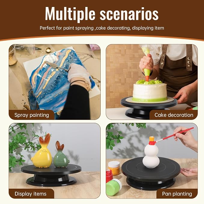 11 lnch Cake Turner，Pottery Wheel，Spinning Wheel | Smooth Rotation Metal Ball Bearing Turntable, Ideal for Cake Decorating, Art Painting & Pottery Making,Perfect Holiday Gift
