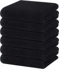 Homaxy 100% Cotton Waffle Weave Kitchen Dish Towels 6-Pack, Black | 13 x 28 Inches, Ultra Soft Absorbent Dish Towels, Quick Drying Cleaning Towels