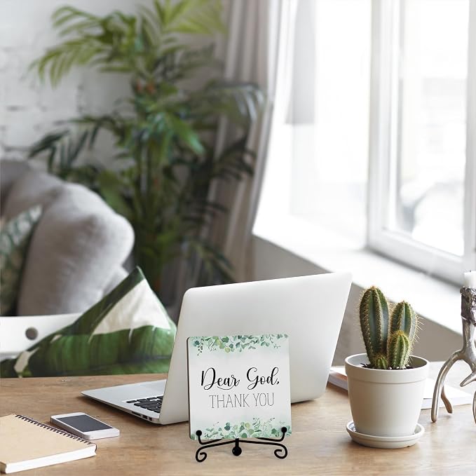 Modern Farmhouse Decor, Home Decor For Living Room, Boho Chic Aesthetic Shelf Decorations, Christian Eucalyptus Dear God Sign, Farm House Entryway Tv Stand Fireplace Coffee Table Decoration (10)