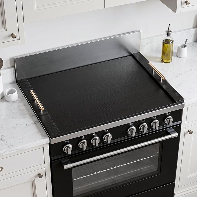 30 * 22" Wooden Stove Top Cover for Electric Stove and Gas Burners | Noodle Board Stove Cover with Handles, Kitchen Sink Cover for Counter Space & Tray