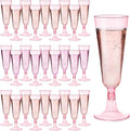 GuanQiao 200 Pack Pink Plastic Champagne Flutes, 5.5 Oz Clear Disposable Plastic Champagne Glasses, Wine Glasses Cups for Wedding Celebration Birthday Party Wine Tasting New Years Eve Party Supplies