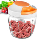 Manual Food Processor Vegetable Chopper, Portable Hand Pull String Garlic Mincer Onion Cutter for Veggies, Ginger, Fruits, Nuts, Herbs, etc., 900ml