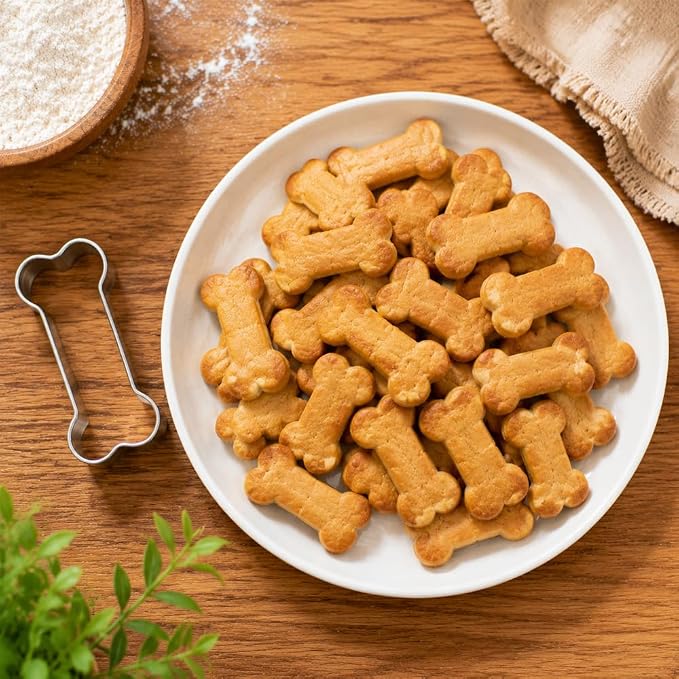 Dog Bone Cookie Cutters, 5Pcs Stainless Steel Bone Shaped Cookie Cutter Sets Biscuit Molds Cake Cheese Fruit Sandwiches Cutters for DIY Holiday Homemade Baking Kit Dog Birthday Party Supplies