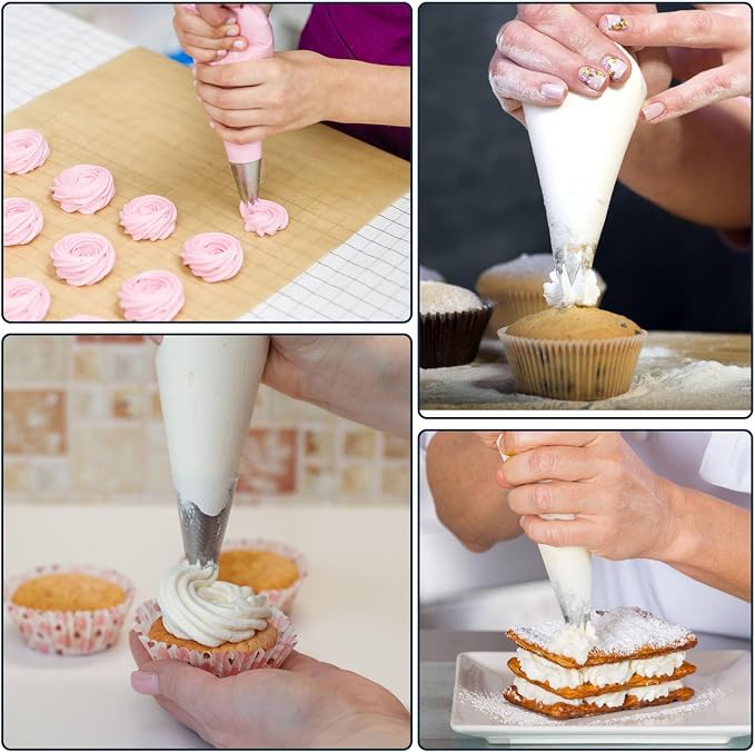 Engorgio 200 Pcs Disposable Mini Piping Bags 8 inch Pastry Bag Pastry Crimpers Small Piping Bags Disposable Pastry Bags For Cake Macarons Dessert Decorations Cookies Baking Cupcakes (Clear)