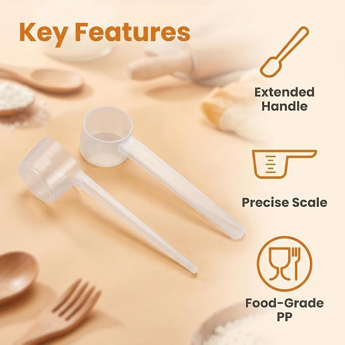 5 Gram Measuring Scoop for Creatine, Protein Powder, Cooking, 2 Pack, BPA-Free Food Grade Plastic, with 2g, 3g, 4g Scale Markings