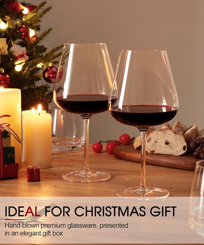 OJA Wine Glasses Set, Crystal Large Red Wine Glass Set of 4, 28 oz | Hand Blown, Clearer, Lighter for Tasting, Unique Gifts for Anniversary, Birthday, Wedding, Father's Day