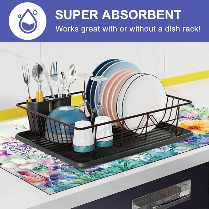 HOMETITUTE Wildflower Stove Top Cover 28x20 Butterfly Diatomite Mat