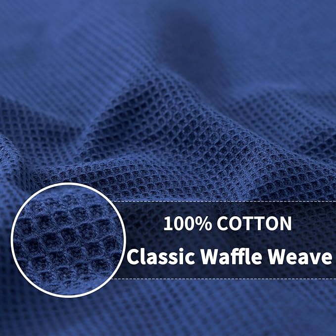 Homaxy 100% Cotton Waffle Weave Kitchen Towels, 8 Pack, Navy Blue | Soft and Absorbent Dish Towels, 16 x 26 Inches Quick Dry Hand Towels