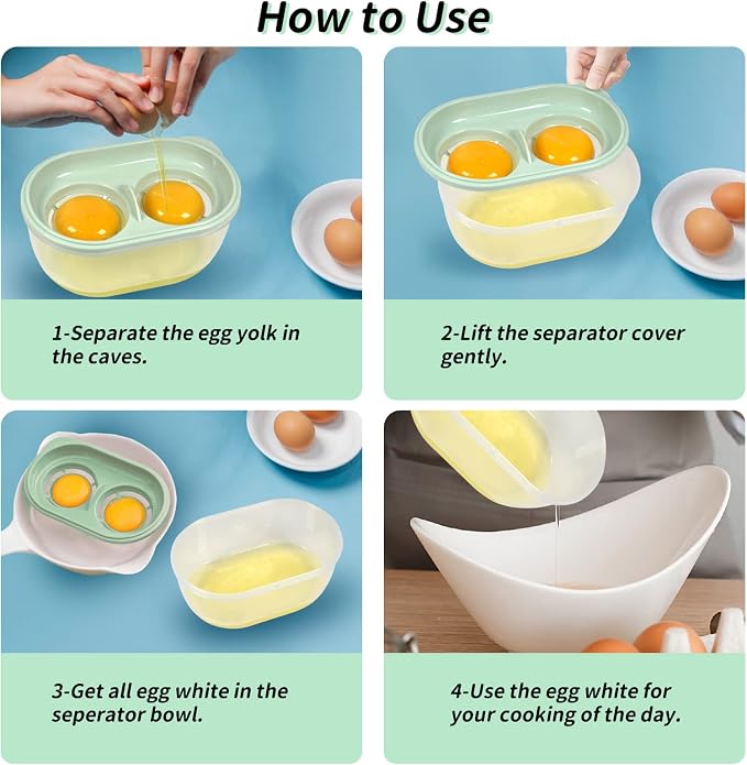 Egg White Separator with Egg Beater, Egg Separator for Raw Egg, Egg White Filter Storage Box Food Grade Level Kitchen Gadgets Egg Separator for Kitchen Cooking