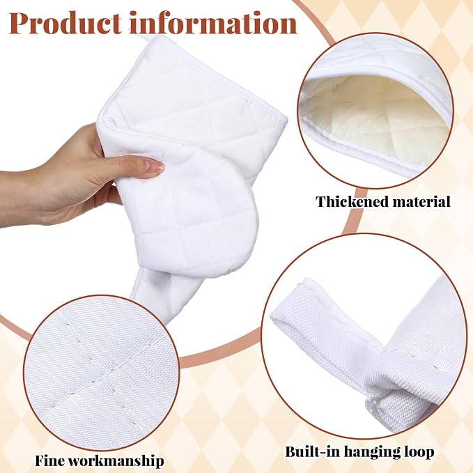 Geyoga 12 Pairs Oven Mitts Heat Resistant Kitchen Long White Oven Gloves Mitts Thick Cotton Winter Quilted Baking Flexible Glove Bulk for DIY Iron on Transfers Cooking BBQ Picnic Kitchen 10.6 Inch