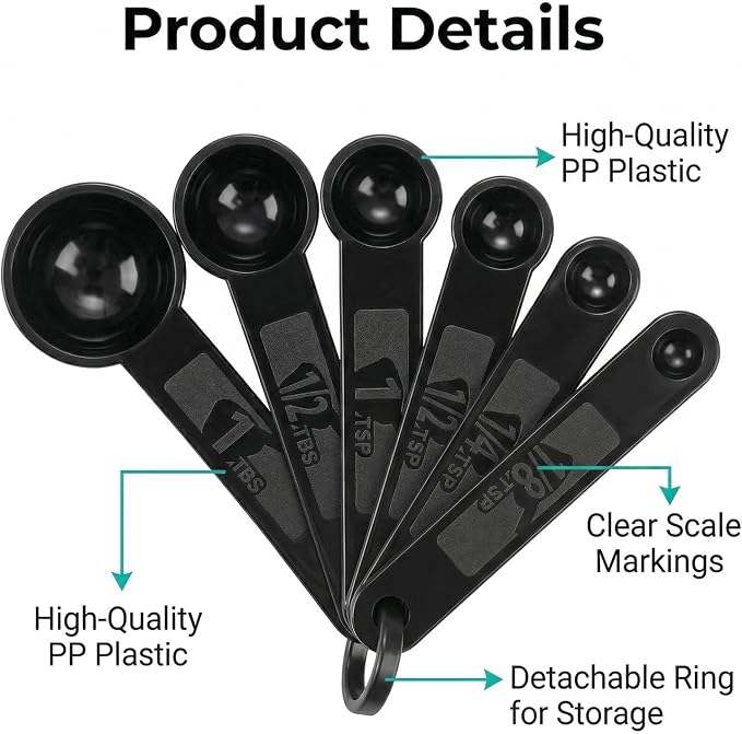 11 Pcs Measuring Cups And Spoons Set - Plastic Nesting For Dry Liquid Ingredients Engraved Markings Kitchen Baking