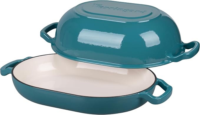VORRINGARD Enameled Cast Iron Sourdough Bread Oven, Dutch Oven, Loaf Cast Iron Bread Pan for Homemade Bread Baking, Meatloaf Pan with Lid, 7QT, Bluegreen