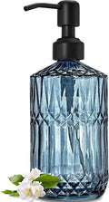 JASAI 18 Oz Blue Soap Dispenser with Black Rust Proof Pump | Refillable Bathroom Soap Dispenser with Thick Glass, Kitchen Soap Dispenser for Hand Soap, Dish Soap, Lotion.(Blue)