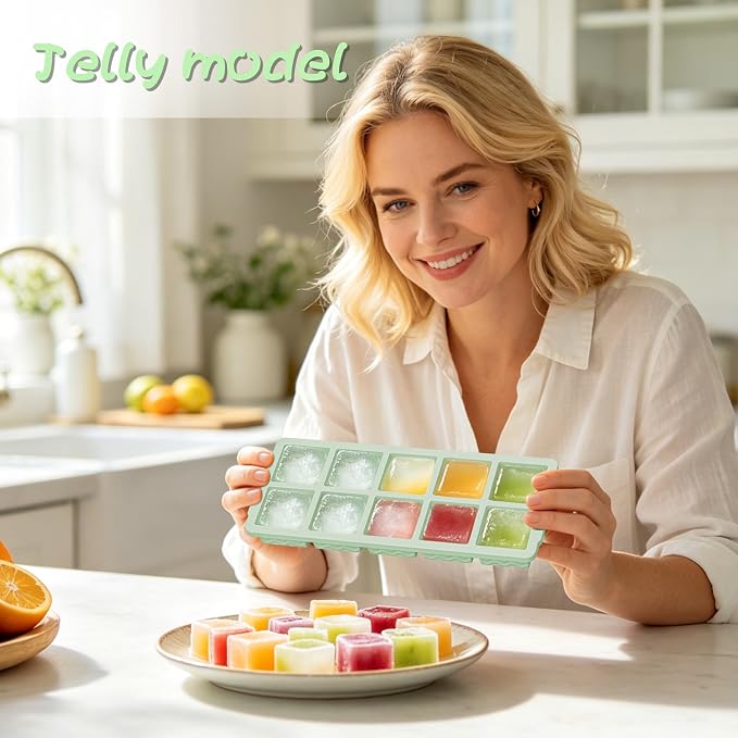 3-Pack Ice Cube Trays with Lid, 10 Cubes 2 Tbsp, Silicone Tray for Freezer | BPA Free, Leak-proof Lid, Freeze Ice Cubes, Chocolates, Sauces, Juices, Fruit Purees, Meal Prep, Cocktail, Coffee, Soup, Food