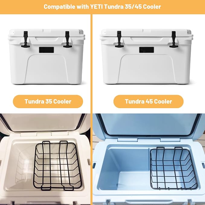 35/45 QT Cooler Basket, Compatible with YETI Tundra 35/45, Stainless Steel Storage Wire Cooler Rack, Black, 1 Pack
