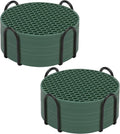 Silicone Coaster Set of 16 with Holder, Drinks Coasters, Beer & Coffee, Hot or Cold, Anti-Slip, Non-Stick, Anti-Overflow Tabletop Protection and Decor (Green, 16 Pcs)