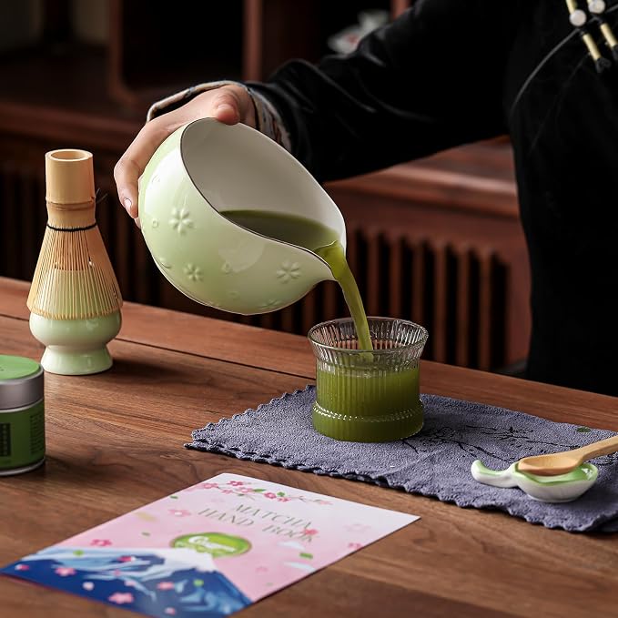 Clay&Fire Matcha Whisk, Handcrafted Bamboo Whisk for Matcha Powder (Light green)