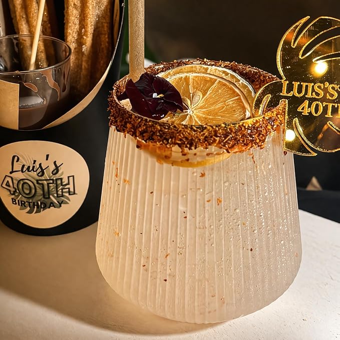 40 Pack 12oz Ribbed Gold Rim Disposable Wine Glasses, Plastic Cocktail Cup | Oojami Stemless Champagne Whiskey Cups, Shatterproof BPA-Free Reusable Recyclable, for Wedding Birthday Party Bar Events