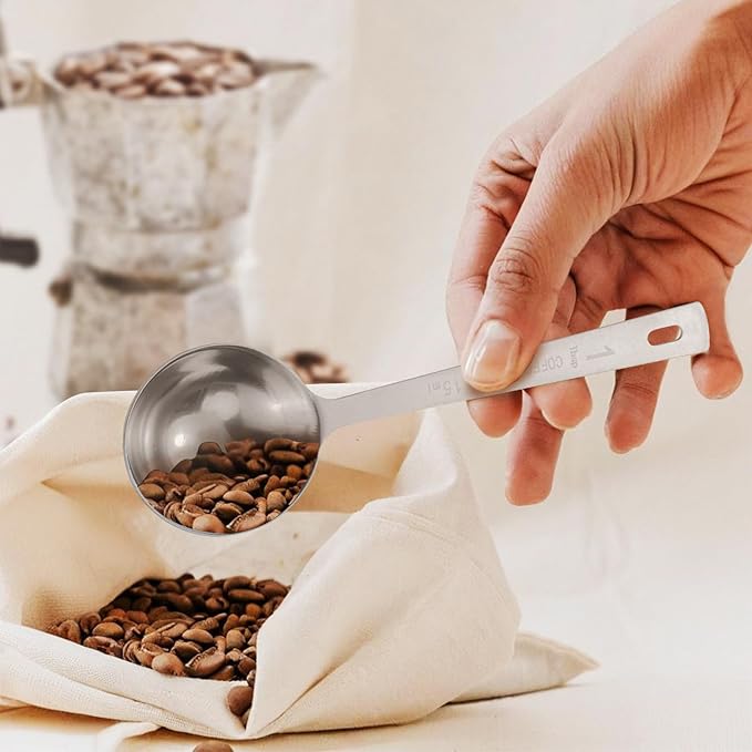4Pcs 1 Tbsp 15ml Stainless Steel Long Handle Coffee Measuring Scoop | Stainless Steel, Precise 1 Tbsp Measure, Long Handle, For Ground Coffee Tea Spice Powder, Dishwasher Safe, Multi-Use Scoop