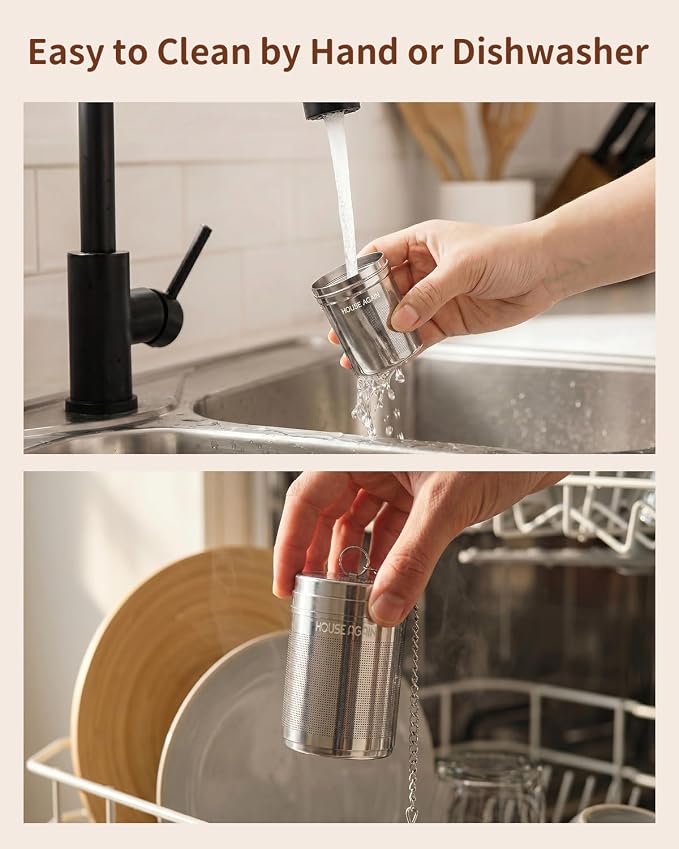 House Again Tea Infusers, Extra Fine Mesh Tea Strainers for Loose Tea, Updated Slim Threaded Lid & 304 Stainless Steel, Loose Leaf Tea Steeper for Brew Tea Spices & Seasonings