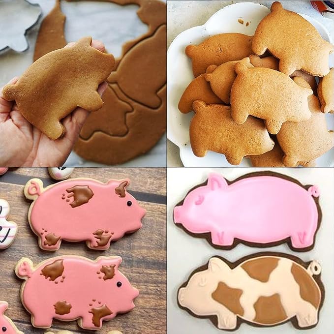 MrCookie Pig Cookie Cutters Set, 5pc Thickened Stainless Steel.