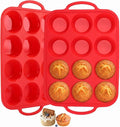 Redfly Silicone Muffin Pans for Baking 12 Cup with Metal Reinforced Frame, Nonstick 2Pack Regular Size Cupcake Pan, BPA Free Food Grade, Easy Release, Dishwasher Oven Freezer Safe for Egg Bite Molds