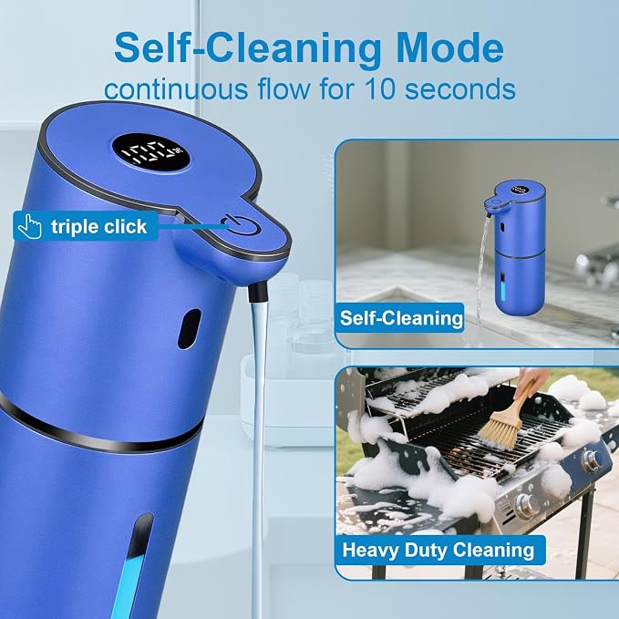 OHIFAST Automatic Liquid Soap Dispenser Touchless, USB Rechargeable Smart Hand Soap Dispenser, 6-Level Adjustable, 12.8oz/380mL Wall Mounted for Bathroom Kitchen Accessories Dish Soap-Blue