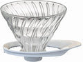 HARIO VDGR-02-W V60 Heat-resistant Glass Transmission Dripper 02 for 1 to 4 Cups, White, Made in Japan