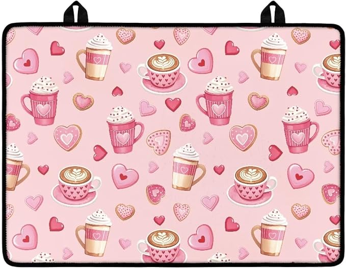 Valentine's Coffee Stovetop Covers for Electric Stove Heart Resistant Oven Mat Anti-scald Kitchen Countertop Cover Non-Slip Kitchen Counter Protector Pad 30"x21" Valentine's Decor