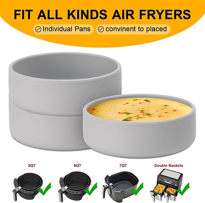 Silicone Egg Poacher Cups with Lids Set of 3, Egg Poaching Cups for Microwave Egg Cooking, Toaster Oven Air Fryer Egg Mold Nonstick Poached Egg Maker Grey