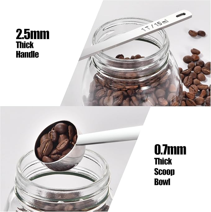 Doosu Metal 8.5in Long Handle Coffee Scoop for Ground Coffee (1 Tbsp) | Food-Grade 18/8 Stainless Steel Measuring Spoon, Tablespoon Scooper for Coffee Beans, Espresso, Protein Powders, Tea, Sugar
