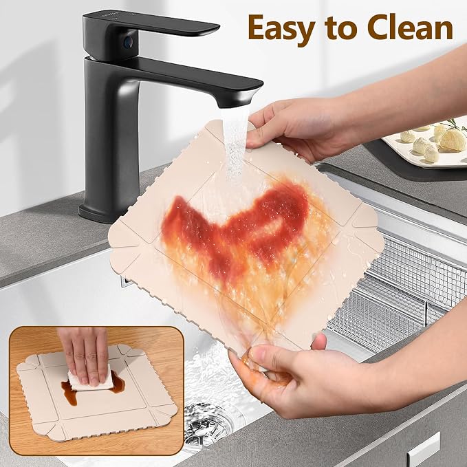 Magnetic Silicone Trivet Mat - Heat Resistant Hot Pad for Hot Dishes, Pots & Pans, Non-Slip Table & Countertop Protector (Beige)
