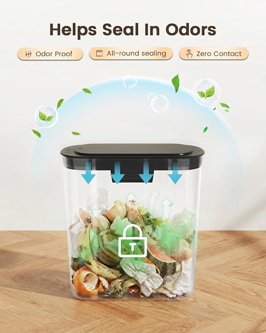 TIPGO 5 Gallon Automatic Bathroom Trash Can with Lid, Black, Touchless | Motion Sensor, Slim Smart Garbage Bin, Plastic Wastebasket, Battery Operated, Manual Button, for Bedroom, Office, RV