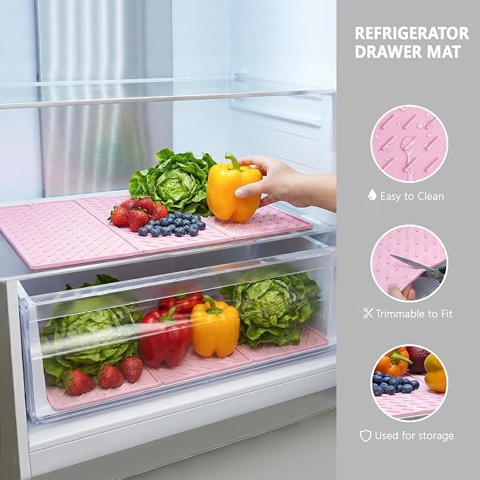 Pink Silicone Dish Drying Mat for Kitchen Counter, Collapsible Trifold Large Dish Drainer Mat, Drying Mat with Hook, 24x16In Non-Slip Silicone Sink Mat, Easy to Clean