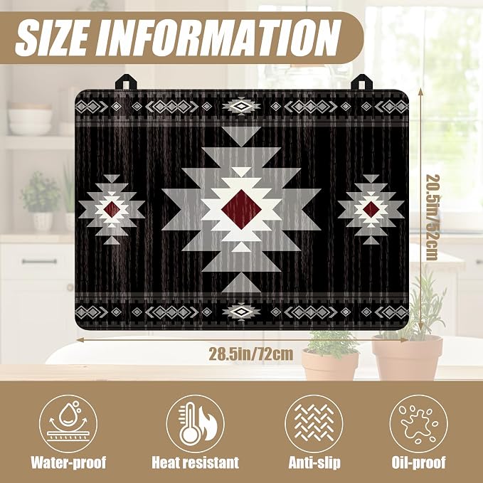 Black Southwestern Stove Top Covers for Electric Stove, Electric Gas Stove Pad Heat Resistant Range Cooktop Protector for Home Decor Kitchen 28"x20"