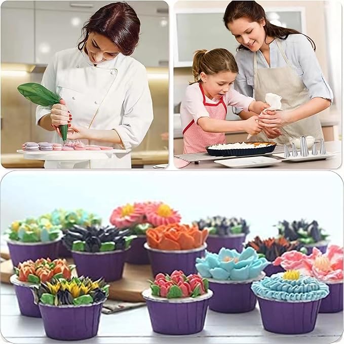 6 Pcs Leaf Piping Icing Nozzle, Cake Decorating Tube Tips Set, Leaves Stainless Steel Icing Piping Nozzles for Pastry Fondant DIy Baking Tools with Cleaning Brush (Leaf)