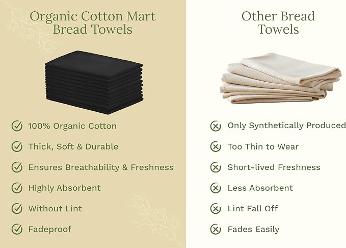 Organic Cotton Black Tea Towels - 100% Cotton, 10-Pack, Reusable and Washable Black Flour Sack Towels for Kitchen - Extra Large 27"x27", Durable Dish Towels with Hanging Loop
