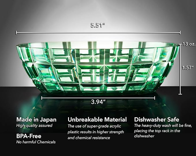 SCANDINOVIA - 13oz Unbreakable Premium Bowls Set Of 6 - Made in Japan - Super Grade Acrylic Plastic - Perfect for Gifts - Dishwasher Safe - Serving Ice Cream Candy Cereal Cereal Popcorn Salad Reusable | 400 ml — sized for ice cream, snacks, fruit & app...