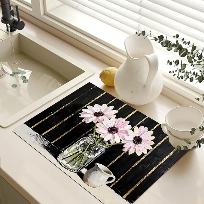 HOMETITUTE Spring Stove Top Cover 28x20 Floral Daisy Art Heat Resistant Protector