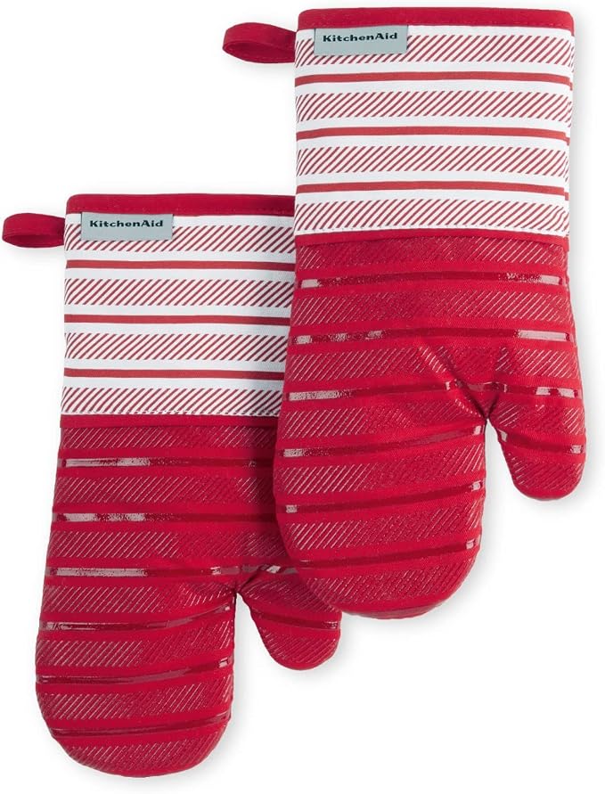 KitchenAid Albany Oven Mitt 2-Pack Set, Passion Red, 7"x13"