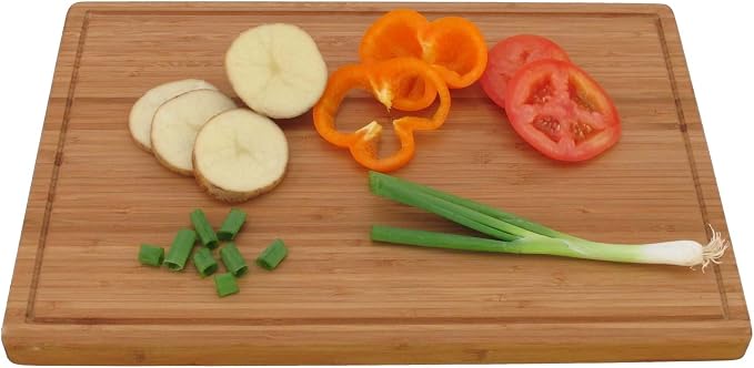 BambooMN Brand - Heavy Duty Premium Bamboo Cutting Board - 17.5"x12"x0.75" - Grooved - 2 Pieces
