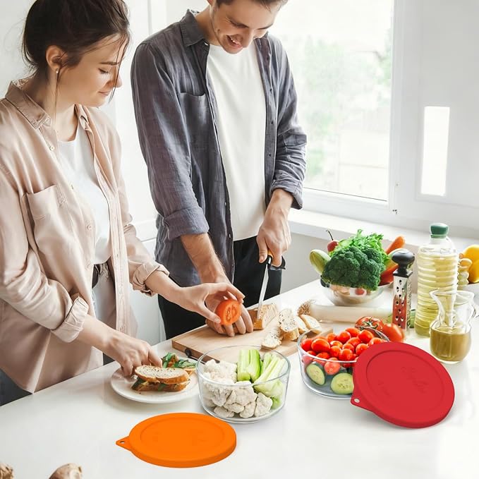 SOPHICO 4 Cup Silicone Lids Replacement for Pyrex & Anchor Hocking 7201-PC | Food Grade Silicone, Leakproof、Airtight Lids, Dishwasher Microwave Safe
