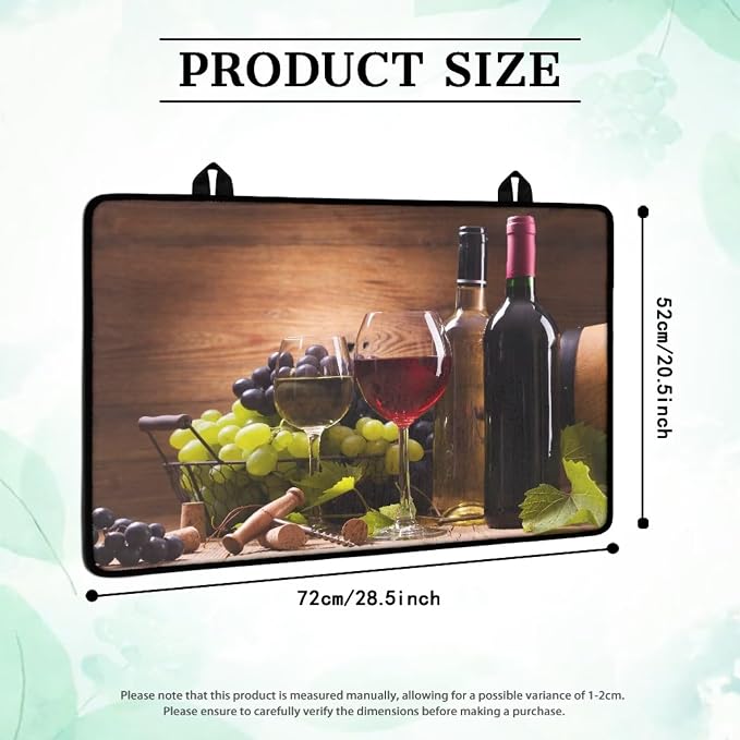 Red White Wine Stove Top Covers for Electric Stove Retro Fruit Grapes Wooden Board Glass Top Gas Stove Pad Heat Resistant Range Cooktop Mat for Kitchen 28"x20"